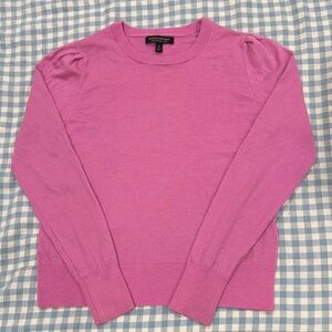 Banana Republic Puff-Sleeve Knit Sweater – Pink, Size M (Flaws Shown)